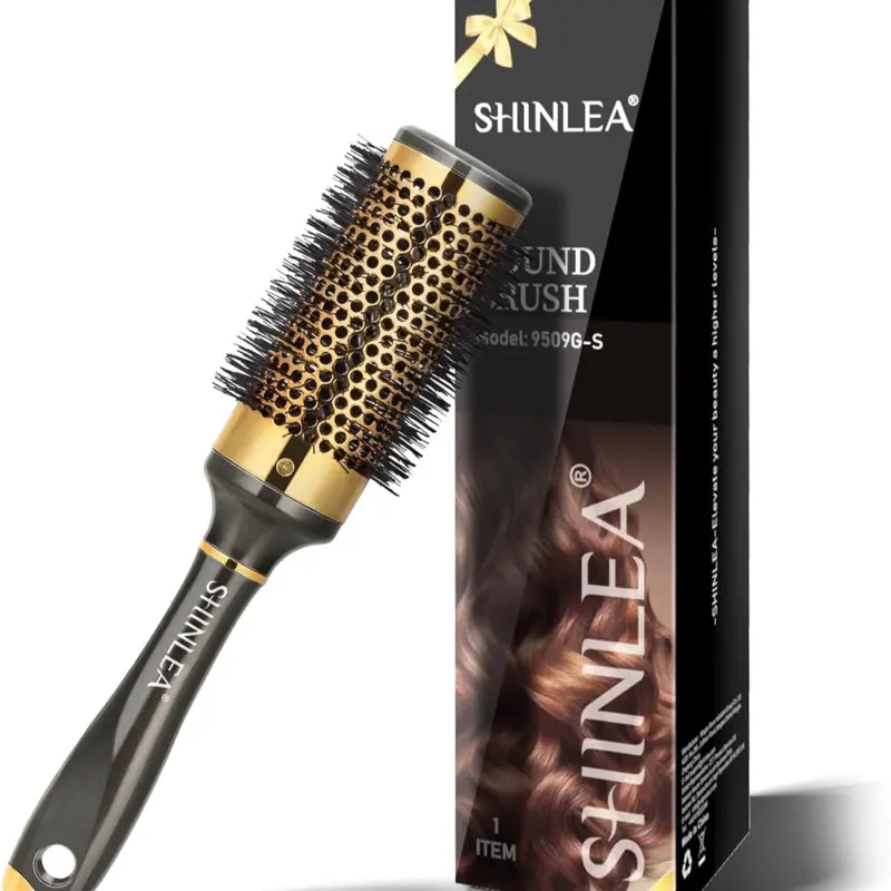 SHINLEA Round Hair Brush for Blow Drying Aluminium Curly Hair brush, Hairbrushes for women Professional Curling, Hair Drying, Styling, Straightening and Shine (43MM)
