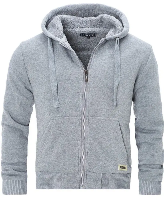 Clovu [MJK-102] Mens Padded Borg Fleece Sherpa Lined Full Zip Up Hoodie Sweatshirt Jacket 2