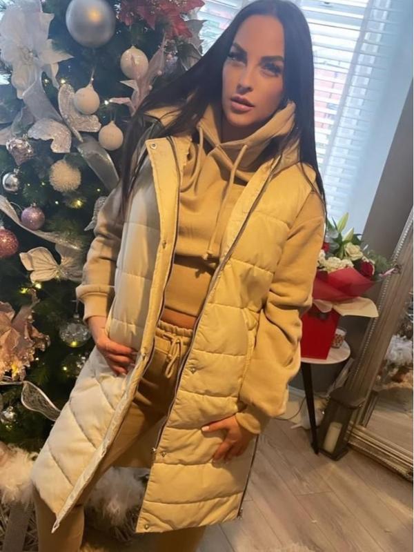 Xara. Black Khaki Chocolate Brown Baby Pink Sky Blue Cream Beige Purple Gold Apricot Winter Warmer Puffer Gilet Long Jacket Hooded Sleevless Jacket Coat Body Warmer 5
