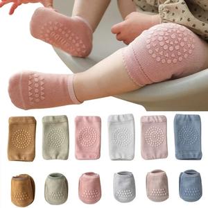 Baby Knee Pads Socks Set for Girls Boys - Anti Slip Solid Color Floor Socks with Leg Knee Protector