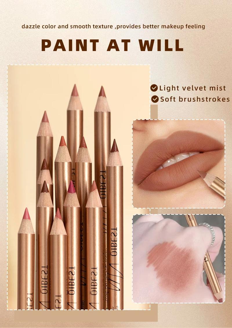 Product Introduction of Summer Cosmetic Supplies, Long Lasting Lip Liner, 12pcs/set Matte Lip Liner for Daily Use, Smudge Proof Easy Coloring Lipliner Pen, Girls and Women Makeup Accessories, Daily Lip Makeup, Smooth Lip Cosmetic Silky Eyeliner 14