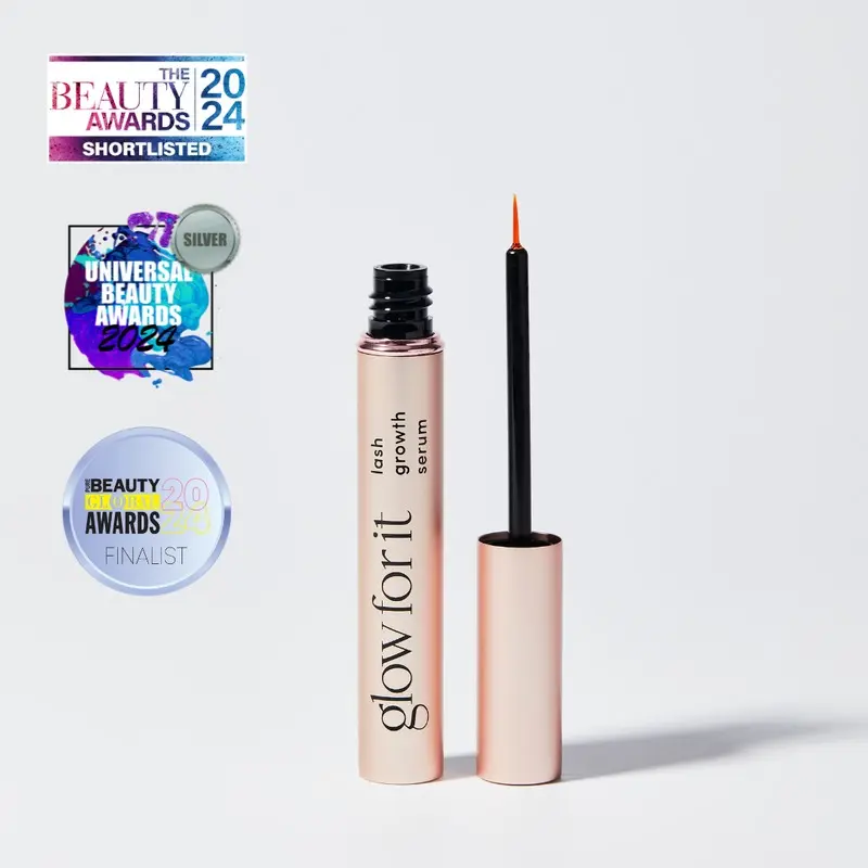 Glow For It Lash Growth Serum 3ml - Vegan & Cruelty-free, Stimulates Hair Follicle for Strong & Healthy Lashes - Vitamins Makeup Mascara Cosmetic 4