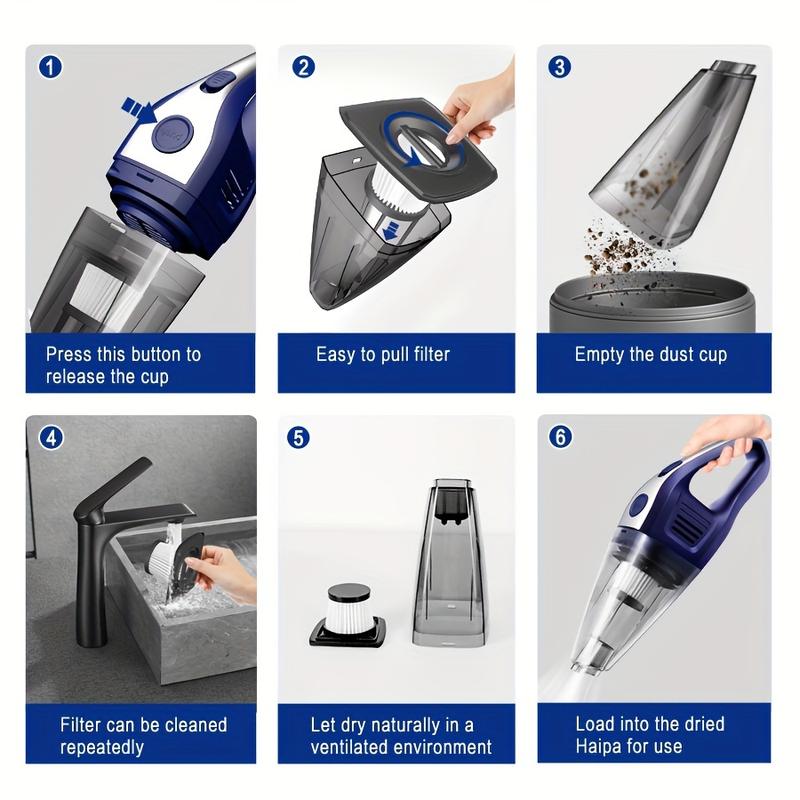 Product Introduction of Powerful Portable Wireless Handheld Vacuum Cleaner for Car, Home, Office with USB Charging and Variety of Accessories 12