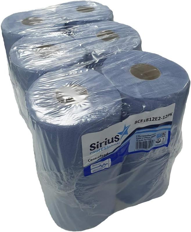 12 x Centre Feed Rolls Blue Tissue Paper Roll (2 Ply) Pack Toilet 2