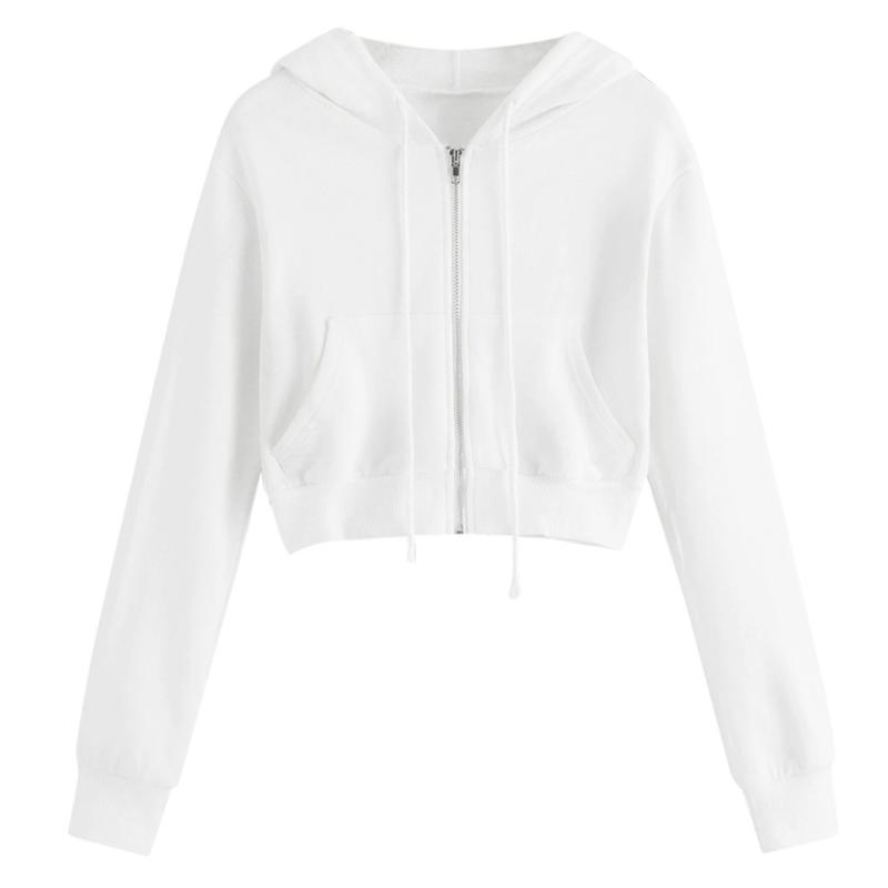 Zip Up Hoodie Women Solid Color Crop Top Y2k Aesthetic Hooded Tops Loose Leisure Academy Cardigan Tracksuits Autumn Sweatshirts 7