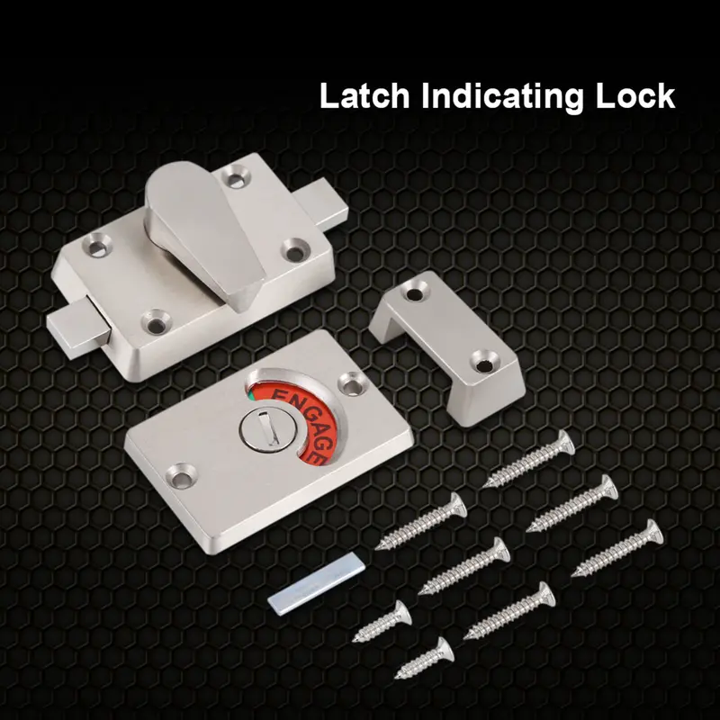 Door Lock Indicator, Toilet Bathroom Lock Vacant/ Engaged Latch, Indicating Occupied, DeadBolt Privacy Partition Door Lock Latch for Bathroom WC Public Restroom Toilet 4