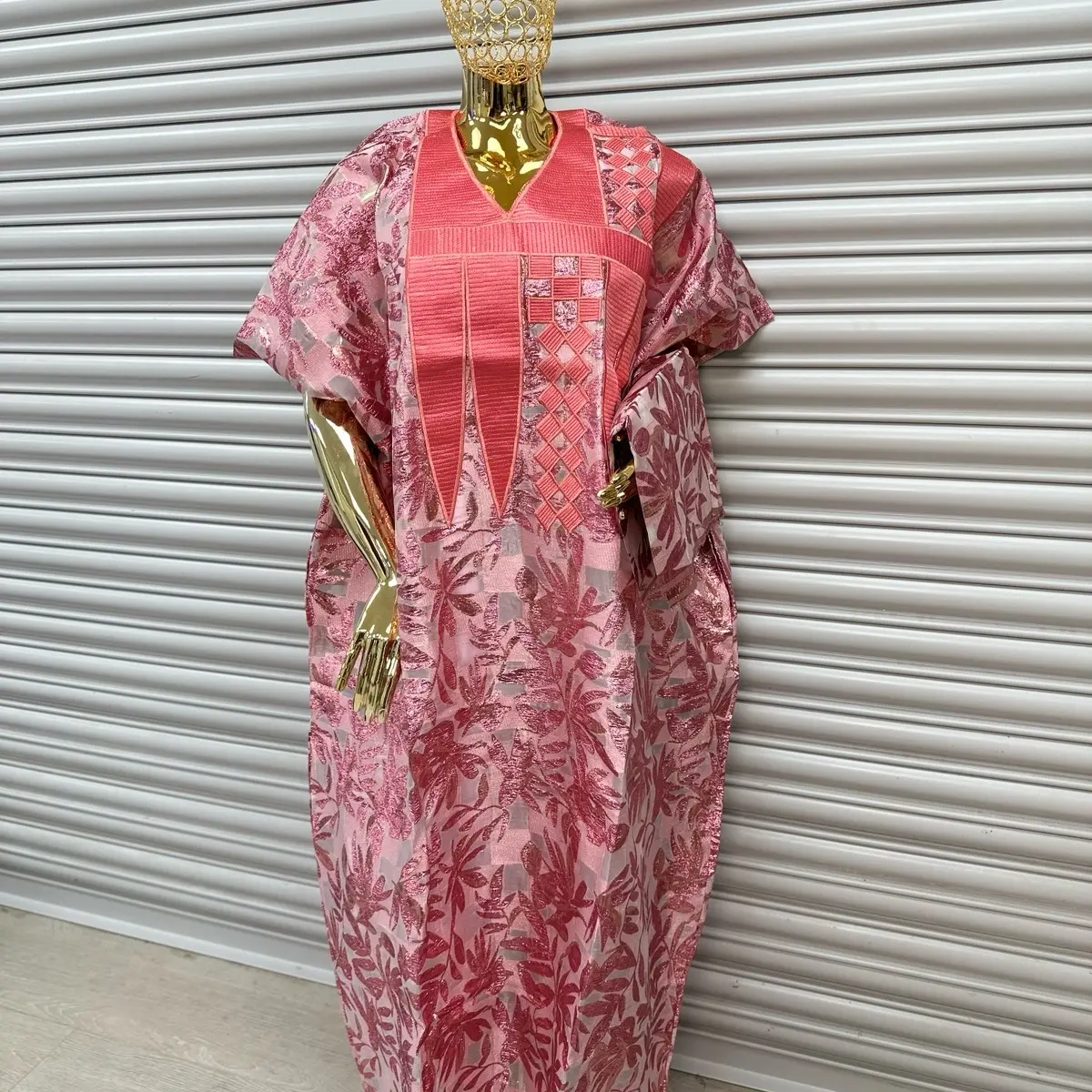 African Women's Elegant Brocade Boubou Dress for Formal Occasions - Womenswear