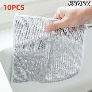FONOK 10PCS  wet and dry super cleaning power kitchen dishcloth universal wire cloth convenient and practical