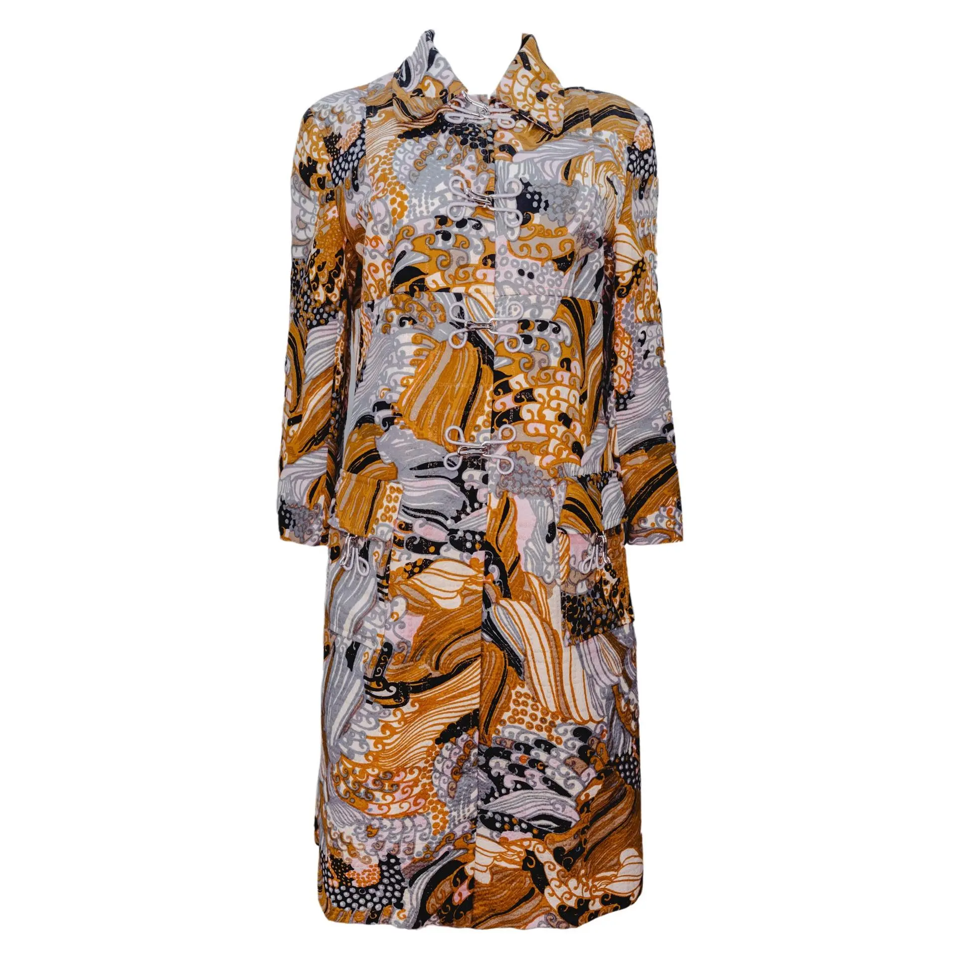 Preowned Dolce &amp; Gabbana Overcoat L / UK 12 Cotton Multicolour Abstract Regular Autumn Excellent condition