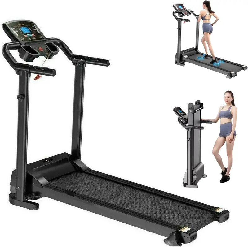 Foldable Electric Treadmill for Home – Best Running, Walking & Jogging Machine with LCD Display, Fixed Incline, Water Bottle & Mobile Holder – Space-Saving Heavy Duty Treadmill for Indoor Gym, Office & Cardio Workouts 1