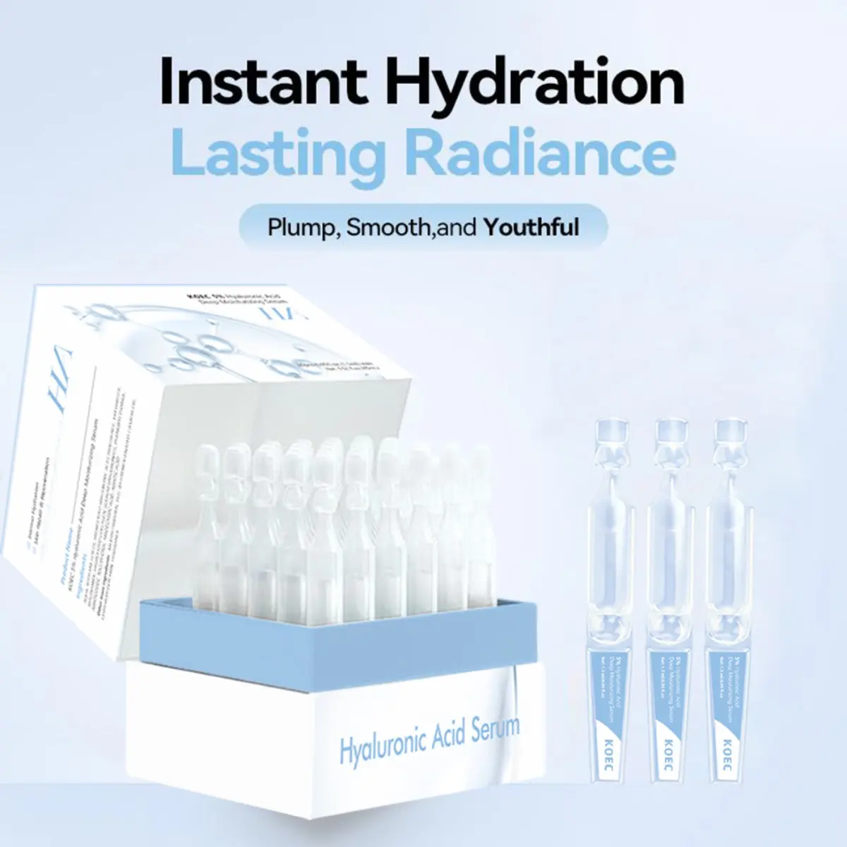 KOEC 5% Hyaluronic Acid Deep Moisturizing Serum 30pcs Hydrating Moisturizing Brightening Serum