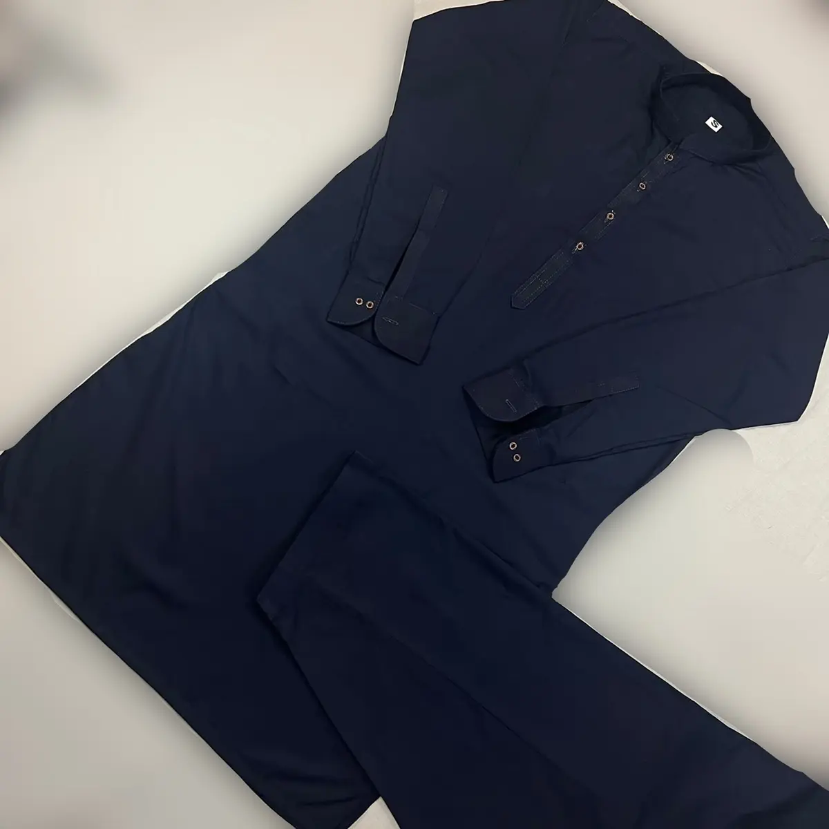 Mens Navy Shalwar Kameez with Collars and Side Pockets - Traditional, Menswear