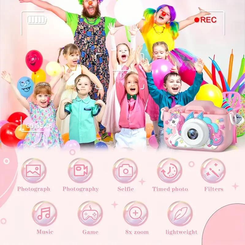 Gift Kids Toy Unicorn HD Camera, Suitable For 3-12 Years Old Toddlers, Kids, Boys And Girls, Selfie Camera For Kids, Christmas, Halloween, Thanksgiving And Birthday Gifts 4