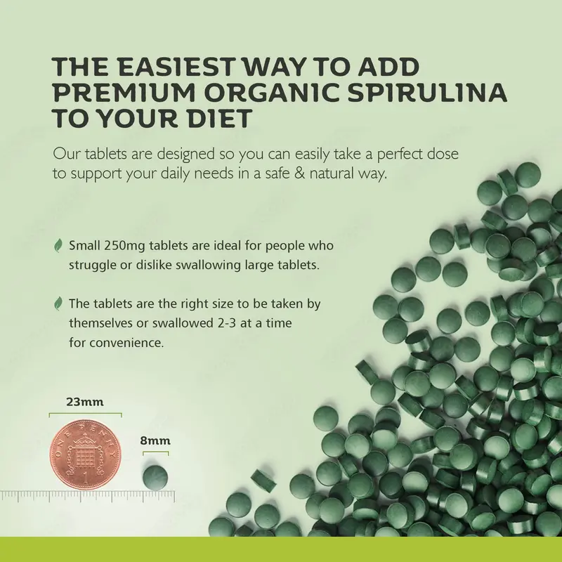 Organic Spirulina Tablets 1000 Easy to Swallow Tablets - 100% Pure Certified Organic Tablets Rich in Essential Vitamins & Minerals by Inner Vitality 3