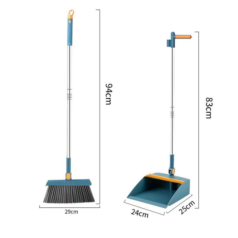 Product Introduction of Long Handled Dustpan and Brush Set Strong Metal Handle Dust Pan & Broom Sweeper Cleaning Collapsible 19