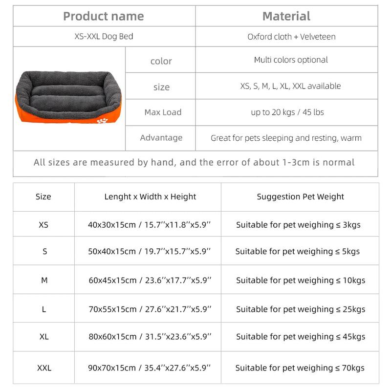 Comfortable Washable Dog Bed – M - XXL Rectangle Design with Soft Fleece and Waterproof Base 1