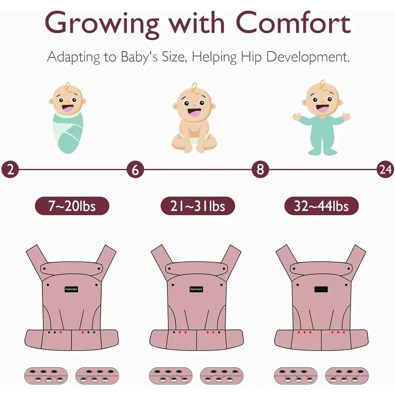 Baby Carrier - Ergonomic, Cozy and Lightweight Infant Carrier for 7-44lbs, Effortless to Put On, Ideal for Hands-Free Parenting, Enhanced Lumbar Support, Khaki 5