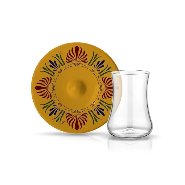 Dervish ADZ Istanbul Tea Glass and Saucer - Yellow 1