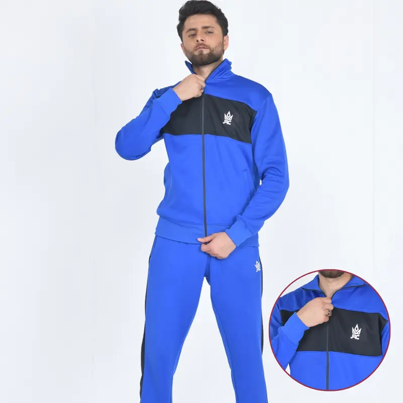 JRC MENS MOCKNECK FULL TRACKSUIT SET TWO TONE CONTRAST TOP BOTTOMS JOGGERS TRACKIES S-XL 2