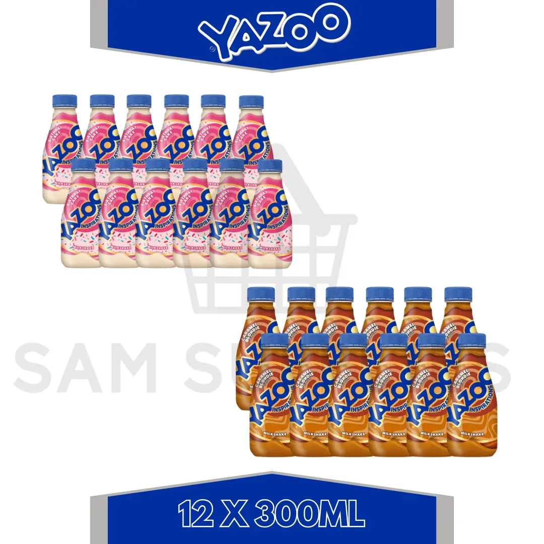 New Yazoo Inspirations (12 X 300ML) | Birthday Cake Flavour & Caramel Blondie Flavour Limited Edition