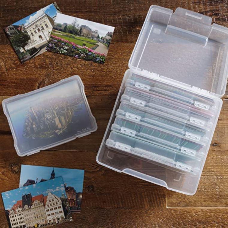Unibos Photo Case 4" x 6" Photo Storage Box Inner Photograph Keeper Photo Organizer Cases Photos Storage Containers Box for Photos 600 Photo Capacity 6 Clip Lock Cases 3