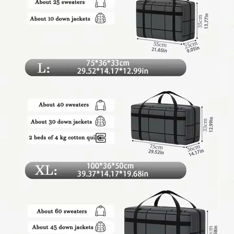 Large Capacity Black Composite Material Storage Bag with Zipper - Super Load-bearing and Dustproof - Organiser 3