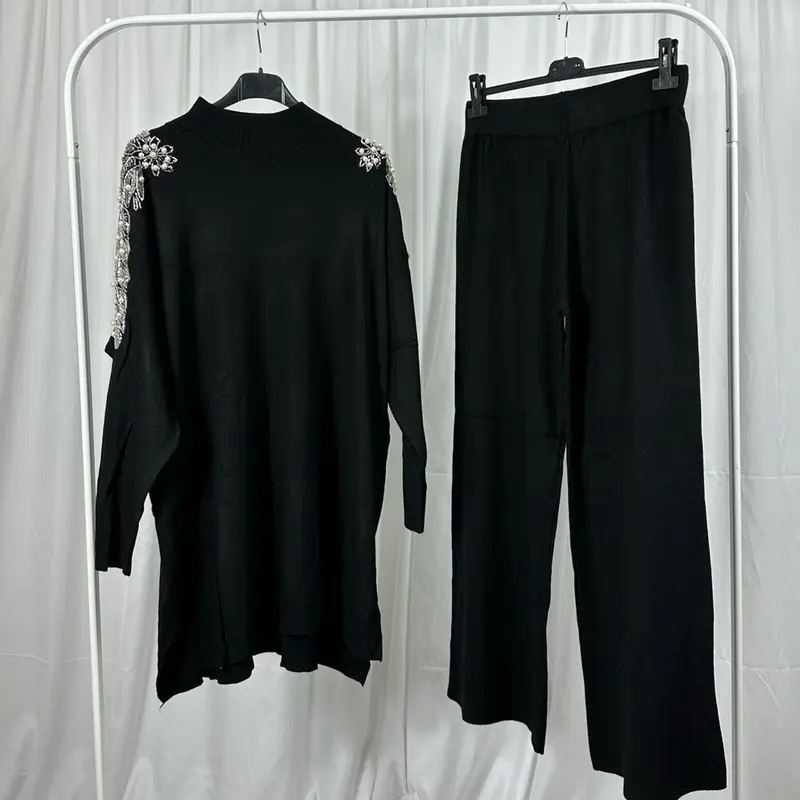 Women's Casual Embellished Shoulder Co-ord Set - Womenswear 1