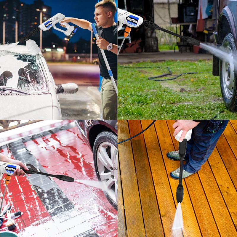 Cordless Pressure Washer, 21V 1500W Portable Pressure Washer, 30 Bar/435 PSI High Power Washer Machine with 6-in-1 Adjustable Nozzles, 2PCS 1.5Ah Battery, 5m Hose Cordless Jet Washers Pressure Cleaner for Car Floor Garden Cleaning 8