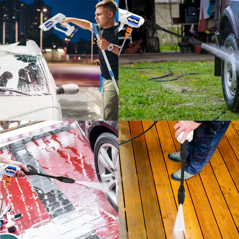Cordless Pressure Washer, 21V 1500W Portable Pressure Washer, 30 Bar/435 PSI High Power Washer Machine with 6-in-1 Adjustable Nozzles, 2PCS 1.5Ah Battery, 5m Hose Cordless Jet Washers Pressure Cleaner for Car Floor Garden Cleaning 8