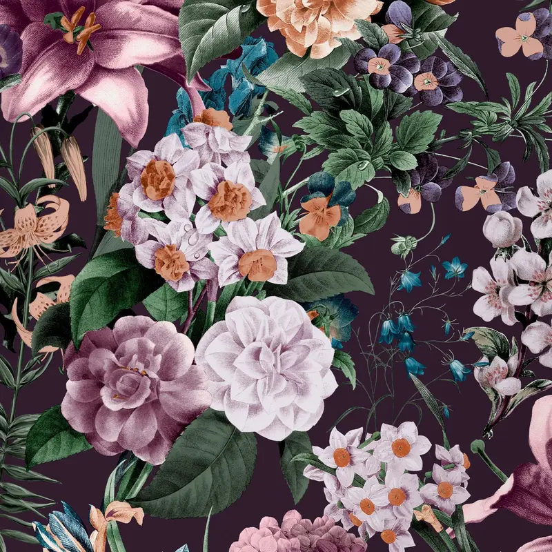 Graham & Brown Glasshouse Flora Amethyst Wallpaper | Purple Wallpaper | Floral Wallpaper | Eco-friendly Wallpaper 2