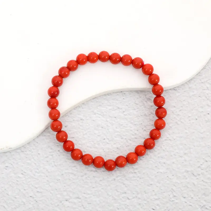Healing Red coral bead bracelet 6mm 2