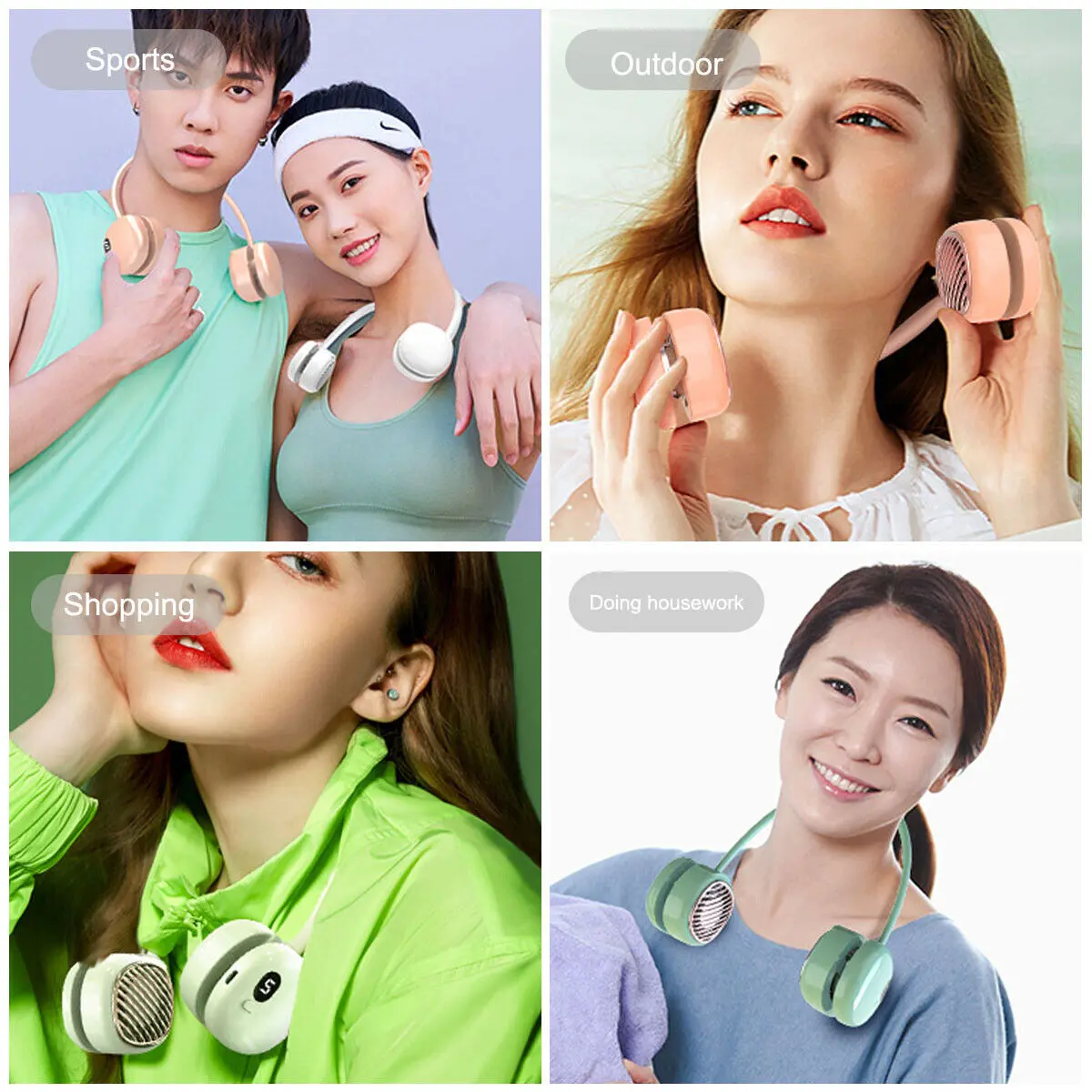Portable Hanging Neck Fan - 5-Speed Wearable Personal Fan, Air Cooler, Rechargeable &amp; Foldable with LCD Display, Ideal for Travel, Outdoors, &amp; Everyday Comfort