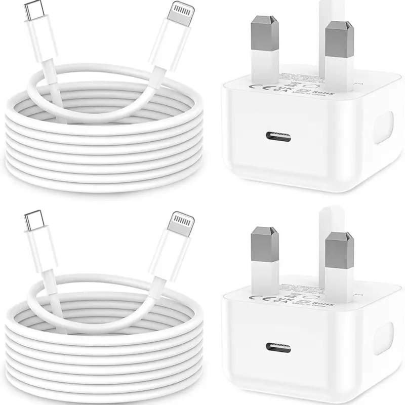 2Pack 20W Fast Apple Charger Cable with USB C to Lightning Cable for iPhone and iPad - Electronic, Smartphone Plug Charging