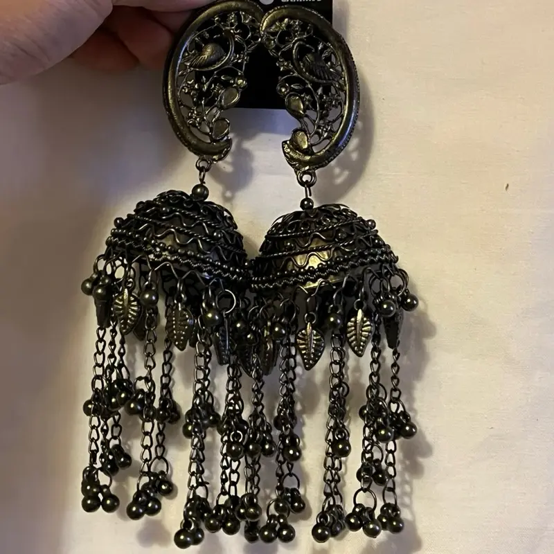 Extra Long Dark Color Kaan Jhumka - Indian Jewelry earing 3