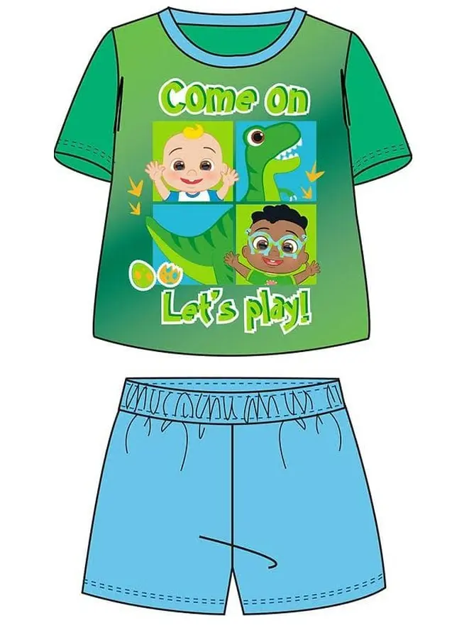 Cocomelon Children's Dinosaur Green Short Pyjama Set