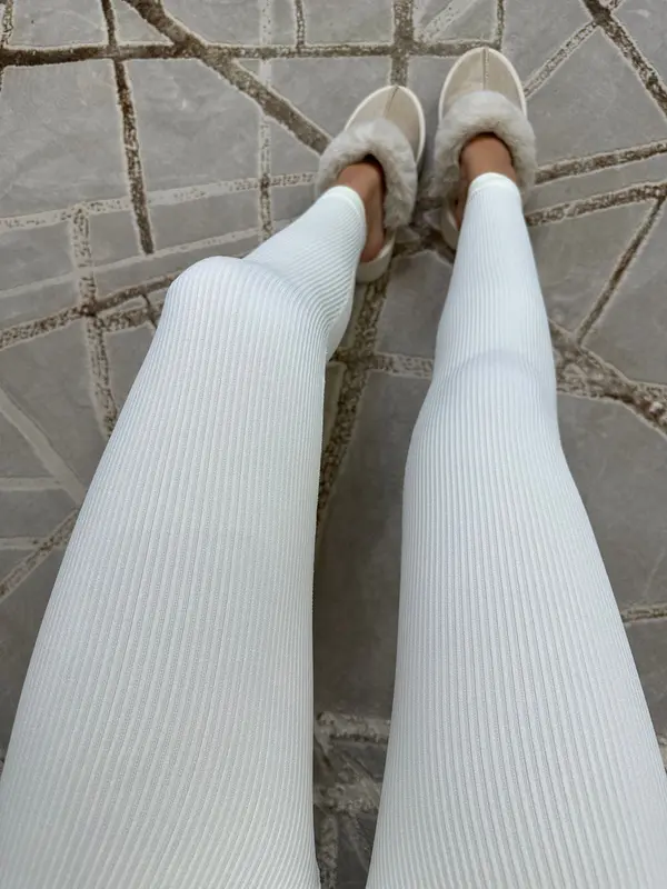 Kaci Ribbed High Waisted Basic Womens Leggings Polyester Womenswear 1