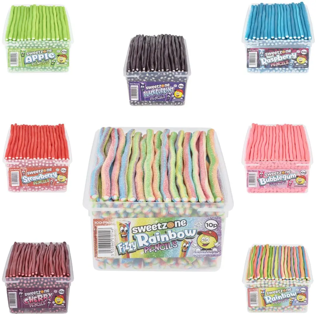 Sweet zone Pencils - Long lengths of fruit flavoured candy with a white, creamy fondant centre.