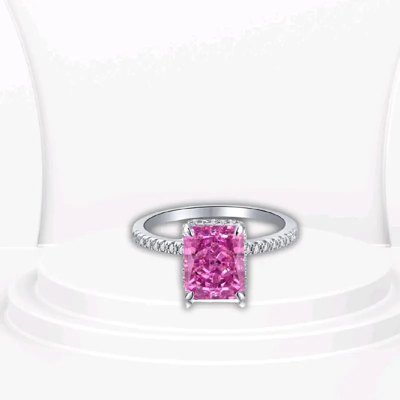 Monaco 925 sterling silver ring pink engagement 8