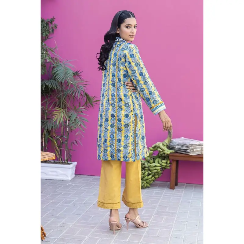 Khaadi original Lawn | Printed 2 Piece unstitched suit | Top & Bottoms | Yellow 1