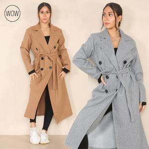 WOMENS BUTTON LAPEL WAIST TIE SOFT THERMAL COAT Chic Collar / Pockets Fashion Essential Comfortable Belt Womenswear Casual Elegance Elegant Jackets 8-14 16-20 PLUS SIZE