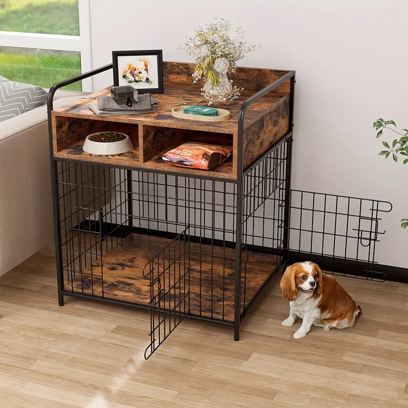 Dog Crate Furniture for Small, Dogs Cage, Wood Dog Kennel with Drawer Storage, Heavy Duty Dog Cage, Sturdy Durable Metal Frame, Inner dimensions: 67x49.5x49.5CM 5