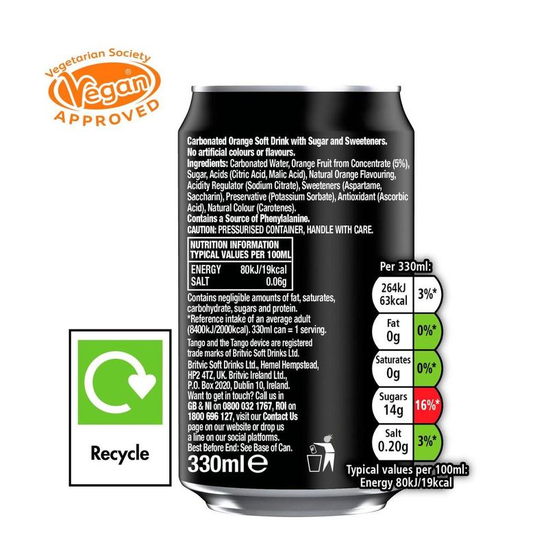24X Tango Orange Origianal Flavored  Made in GB Can 330ML Sparkling Soft drink Beverage 2