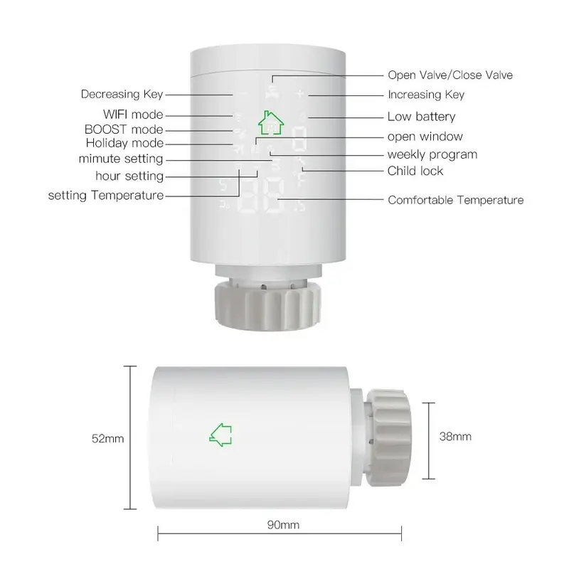 MOES ZigBee3.0 Radiator Actuator Programmable Thermostatic Valve Tuya Temperature Controller 2MQTT Alexa Google Voice Smart App 5