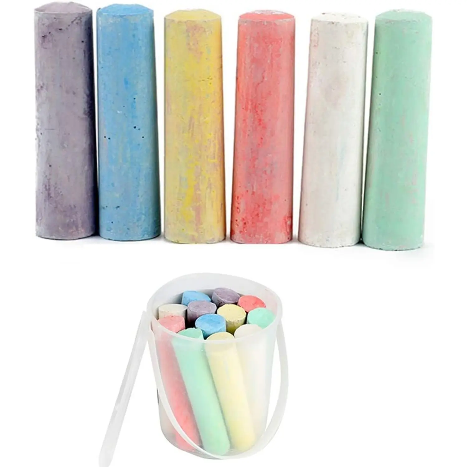 12PCS Sidewalk Pavement Chalk Garden Chalk in Bucket for Kids Summer Garden Toys
