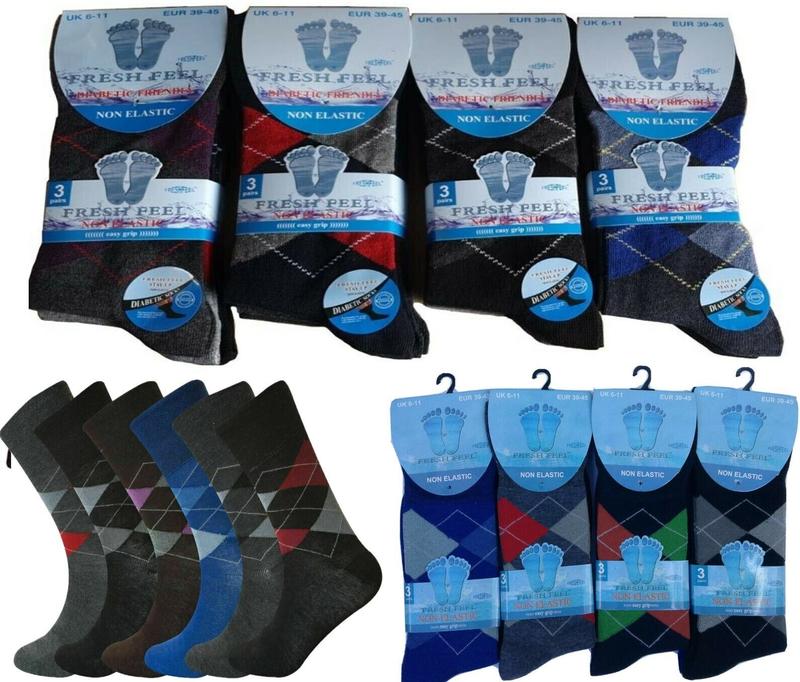 VEARZ Men's Argyle Design Easy Grip Cotton Sock, Size 6-11, Non-Elastic, Classic Loose Top - Beige, Biker Menswear Underwear Techwear 3