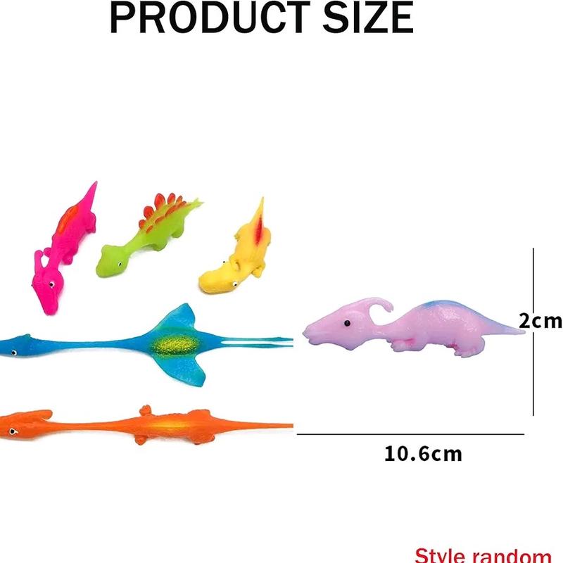 BAIYSFFG Slingshot Dinosaur Finger Toys - Pack of 10, Stretchy Flying Dinosaur Toys for Kids, Unisex Party Favors and Goodie Bag Fillers 1