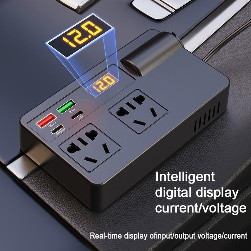 New car inverter 12v 24v to 220V fast charger USB + PD car power socket converter multifunctional electronic 4