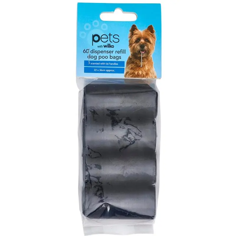 Pack of 60 Dispenser Refill Scented Dog Poo Bags with Tie Handles litter tray 0