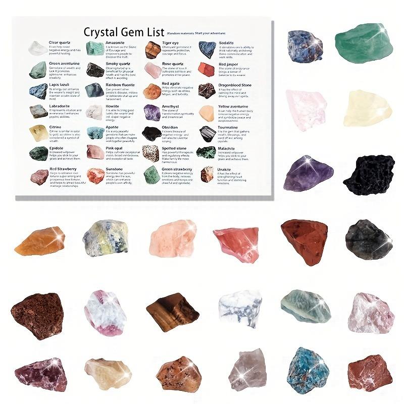 Christmas Advent Calendar Mysterious Crystal Gem 24 Day Christmas Countdown Calendar Gift, Contains 24 Bulk Natural Crystal Gemstones, Rock Crystal Mixed Pack, Collectible Minerals, Educational Science Set, Christmas Gift Set Crystal Stone Ornaments 8
