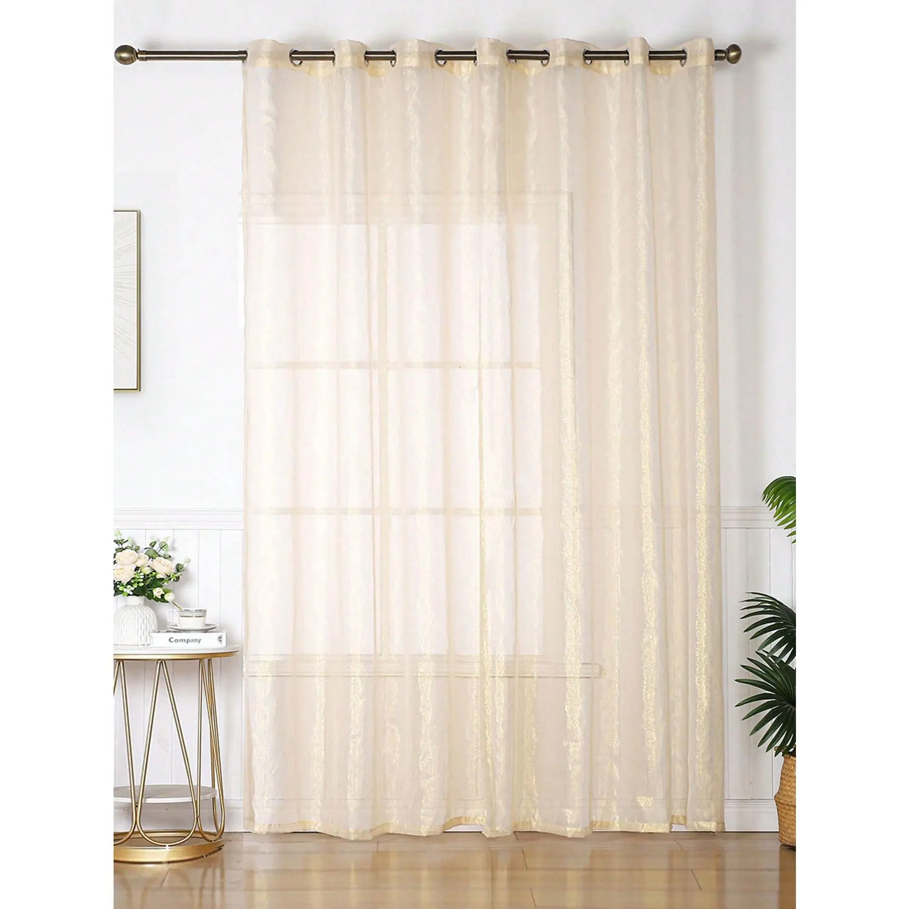 1pc Sheer Gold Glitter Thread Luxury Decorative Curtain